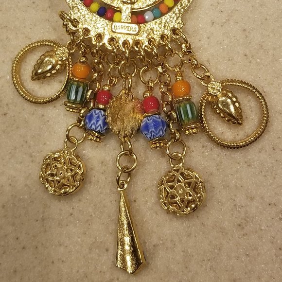 RARE RUNWAY STATEMENT JOSE MARIA BARRERA GOLD SUN CRYSTAL STONE STRAND NECKLACE - Picture 7 of 15